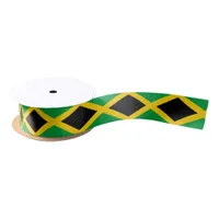 Jamaican Flag Patterned Black Yellow Green Satin Ribbon