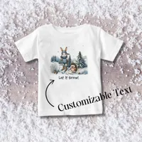 Cute Bunny and Hedgehog Winter Wonderland Baby T-Shirt