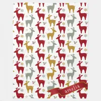 Red Christmas Reindeer Pattern#12 ID1009 Fleece Blanket