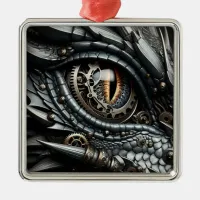 Steampunk Dragon Eye Closeup Ai Art Metal Ornament