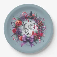 Hallowmas Wreath Merry Scary Christmas Halloween Paper Plates