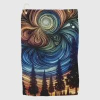 Mystical Ethereal Art with Trees and Night Sky Golf Towel