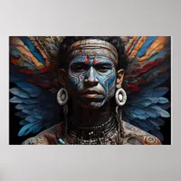 Aztec Abstract Vibrant Tribal Fusion Art Poster