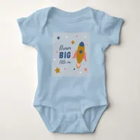 Dream Big Little One Cute Cartoon Space Rocket Baby Bodysuit