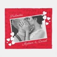 Soulmates I Love You Personalized Photo Romantic Fleece Blanket