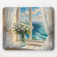 Pretty Ocean View Coastal Art Mouse Pad