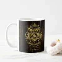 Rustic Christmas Typography Gold ID550 Coffee Mug