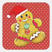 Cute Gingerbread Men Christmas Square Sticker