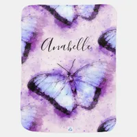 Ethereal Marvelous Morpho Blue Lilac Butterflies  Baby Blanket