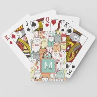 Kids Sister Birthday Cat Kitties Name Monogram Poker Cards