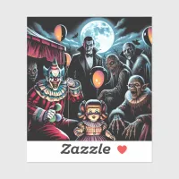 Zombie, Clown, Vamp and Haunted Doll Halloween Sticker