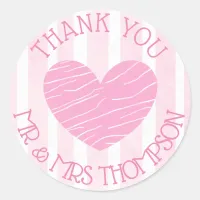 Personalized Pink and White Wedding Stickers