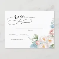 Elegant Boho Summer Spring Blush Floral RSVP Postcard