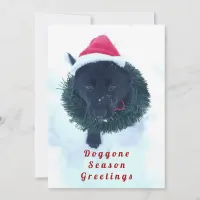 Black German Shepherd Puppy in a Wreath, ZKA Holiday Card