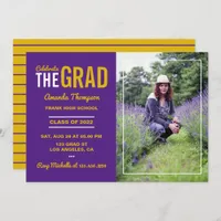 Purple and Gold Graduation Party Invitation