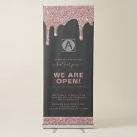 Black Rose Gold Sparkle Glitter Drips Business Retractable Banner