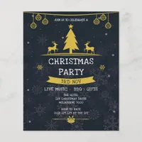 Gold Navy Snowflake Christmas Party Invitation