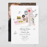 Watercolor New York USA Destination Wedding Photo Invitation