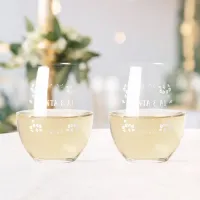 Personalized Art Nouveau  Stemless Wine Glass