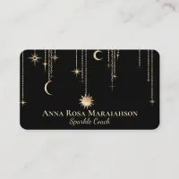 *~* Moon Cosmic Stars Gold Sparkle Glitter Sun Business Card