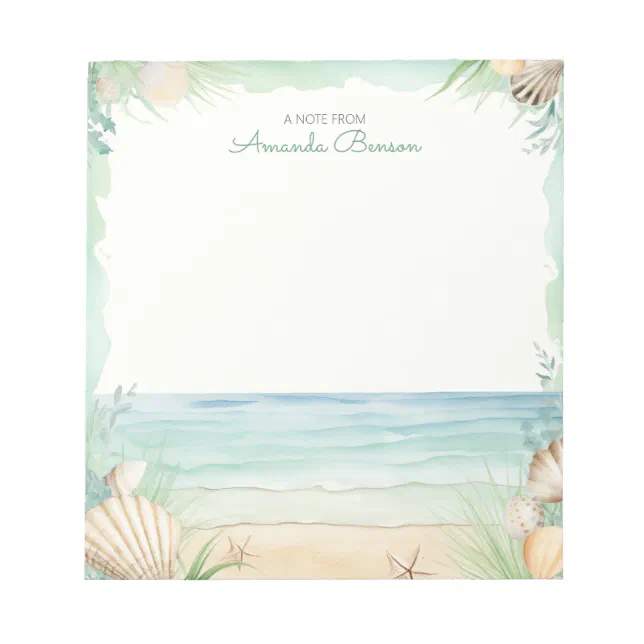 Watercolor Beach Green Tropical Leaves Nature Notepad