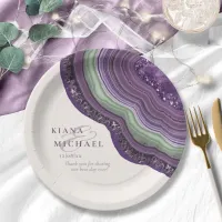 Agate Geode Glitter Wedding Violet ID647 Paper Plates