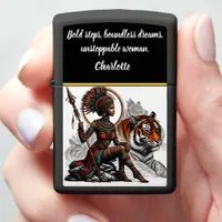 A warrior queen with a majestic tiger at dawn zippo lighter