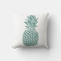 Girly Trendy Teal Glitter Pineapple Throw Pillow