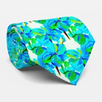 Sublime Himalayan Poppy Aqua Green Floral Pattern Neck Tie