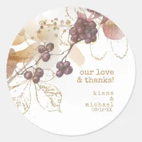 Golden Autumn Wedding Berries ID655 Classic Round Sticker