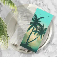 Tropical Isle Sunrise Wedding Menu Teal ID581