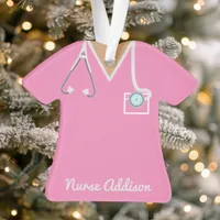 Personalized Pink Nurse Scrubs Ornament