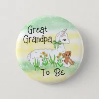 Great Grandpa To Be Llama with Teddy Bear Button
