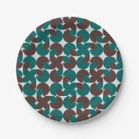 Teal & Brown Organic Pattern Paper Plates