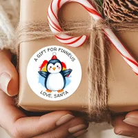 Penguin with Santa Hat Christmas to and from Classic Round Sticker