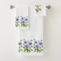 Purple Pansies Bath Towel Set