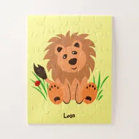 Cute lion in the grass with ladybug  kids  jigsaw puzzle