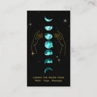 *~* Caress Moon Turquoise Blue Phases + Hands Star Business Card