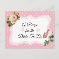 Pink Rose Blush Pink Recipe Card