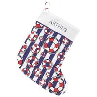 Nautical Lifebelts Coastal Boat Large Christmas Stocking