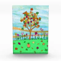  Pretty Folk Art Whimsical Autumn Tree Fall Leaves Photo Block