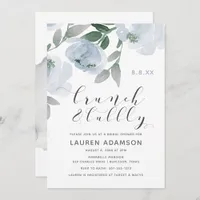 Dusty Blue Watercolor Bridal Brunch Bubbly Shower Invitation