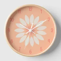 Big White Flower on Peach Clock