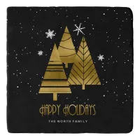 Christmas Trees and Snowflakes Gold ID863 Trivet