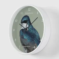 Handsome Tree Swallow Songbird on a Wire Clock