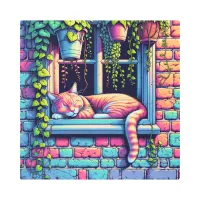 Sleepy Cat in Window Sill Ai Art