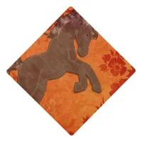 Majestic Horse in Asian Floral Tapestry Graduation Cap Topper