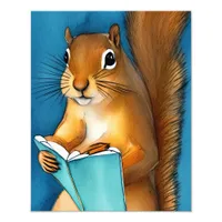 Squirrel Reading a Book Photo Print