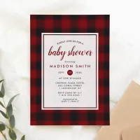 Lumberjack Plaid Flannel Rustic Red Black Woodland Invitation