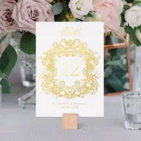 Elegant Gold Frame Vintage Wedding Table Number